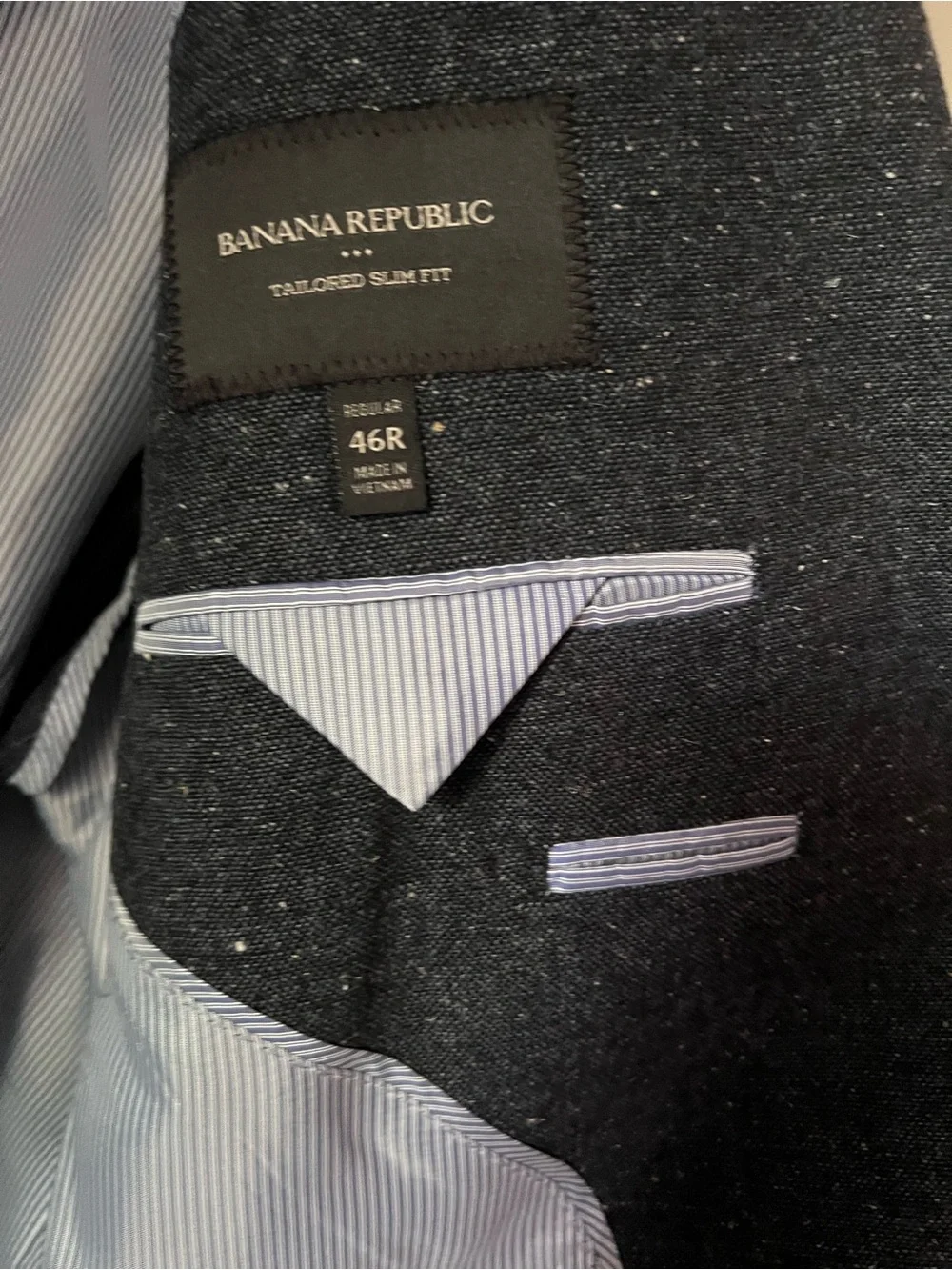 NWT Banana Republic Wool Blend Tailored Slim Fit Sport Coat Jacket 46R Charcoal